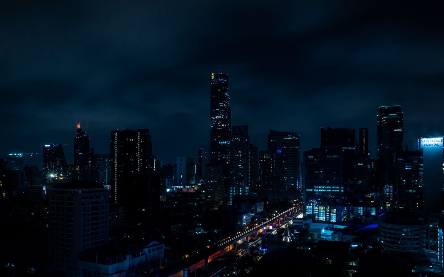 1440x900 Download wallpaper 1440x900 night city, city lights, lighting, darkness, thailand widescreen 16:10 HD background