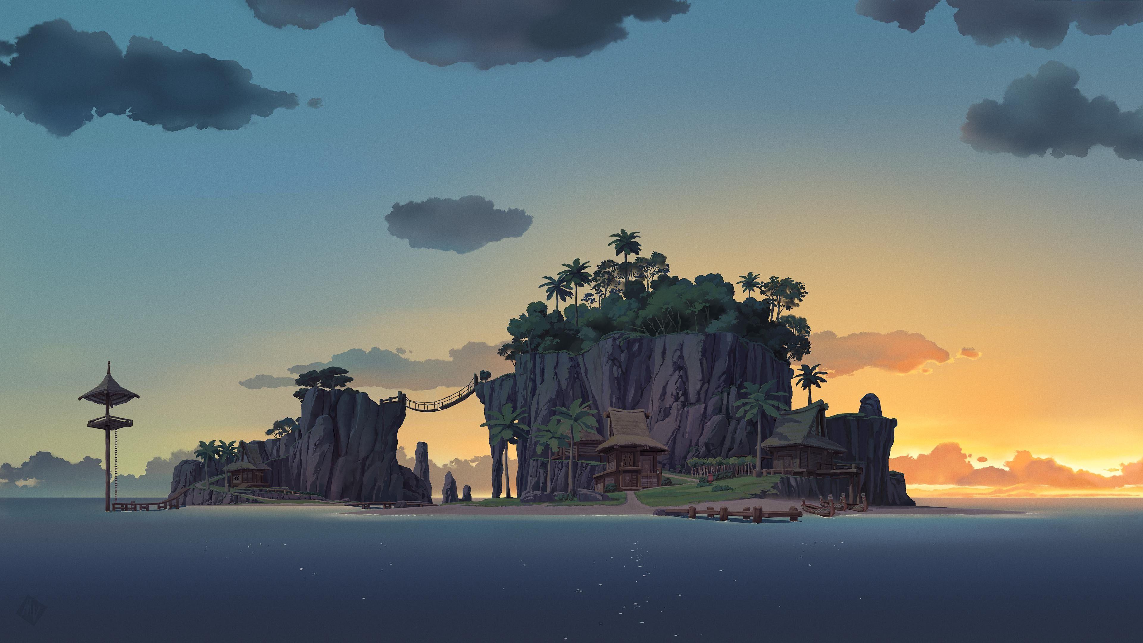 3840x2160 Outset Island throughout the day [3840x2160]