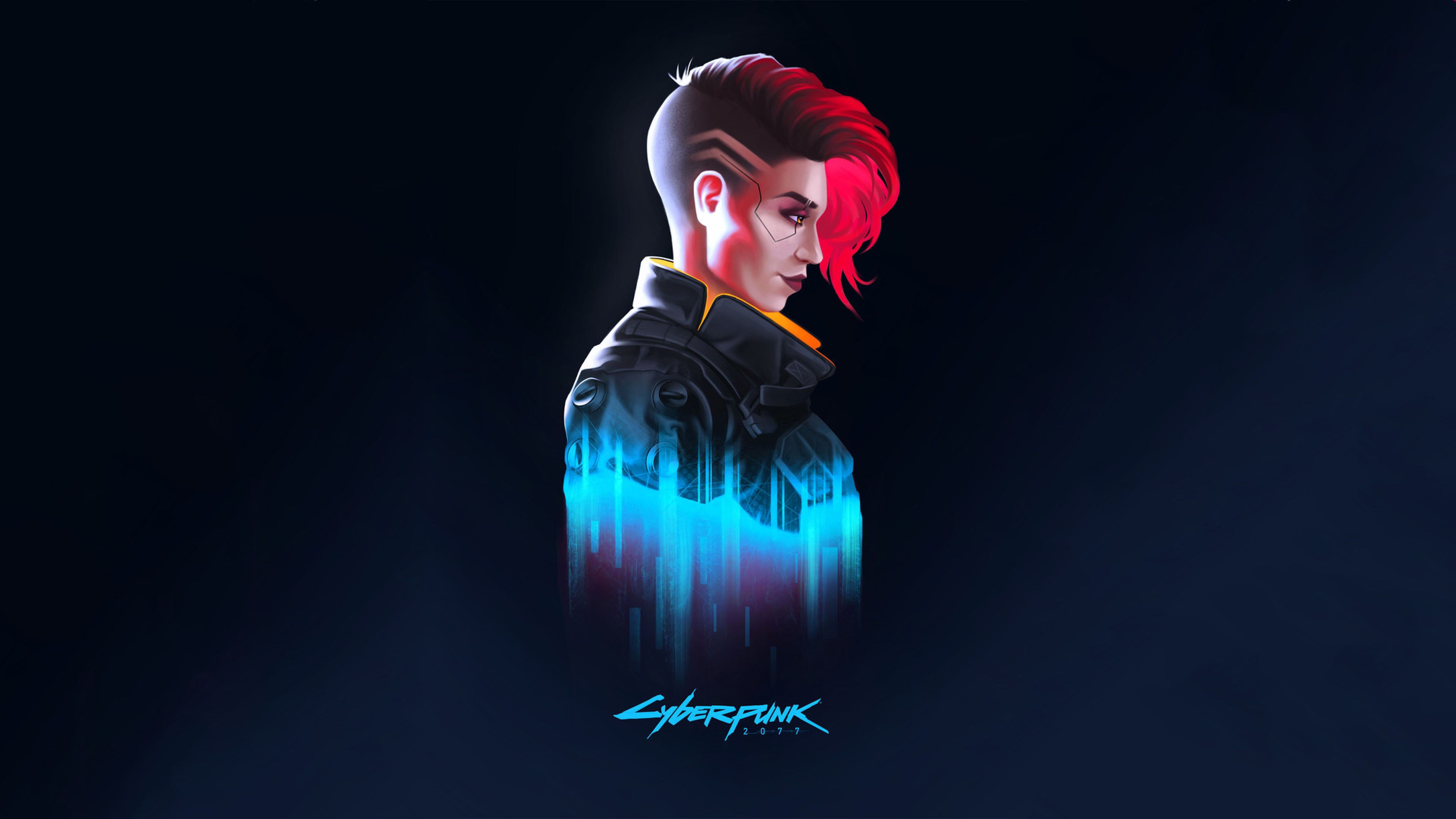 3840x2160 Cyberpunk 2077 Female V Minimalist 4K HD Games Wallpaper