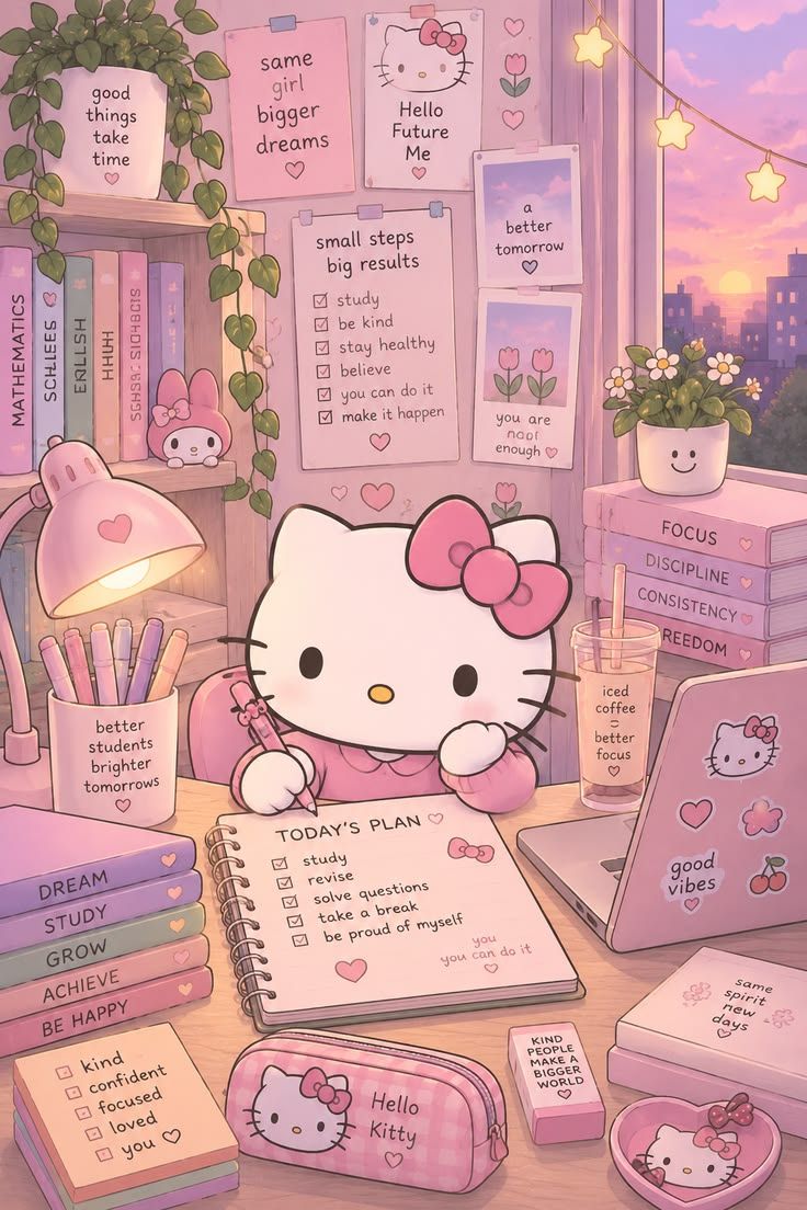 736x1104 Pastel Hello Kitty Study Aesthetic