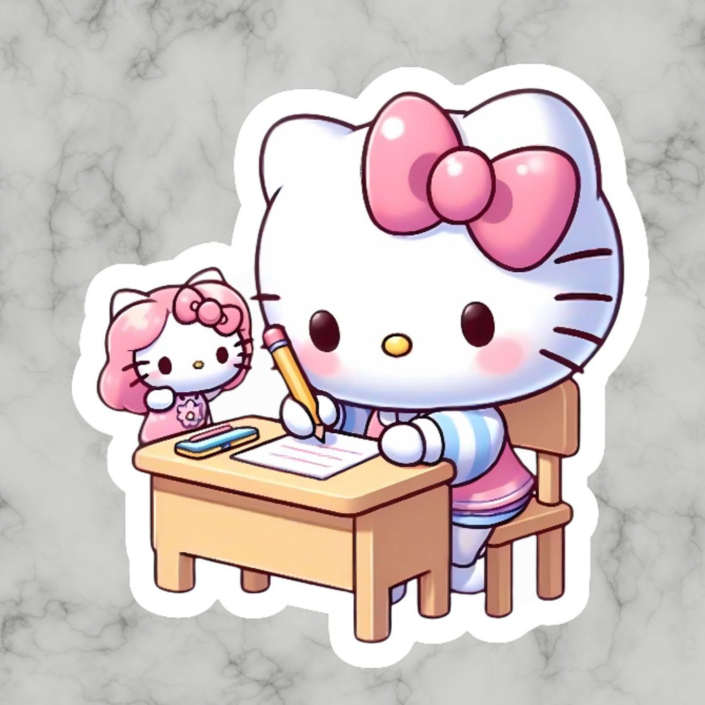1445x1445 Hello Kitty School Cat, Kawaii Cute Learning, Study Glossy Vinyl stick