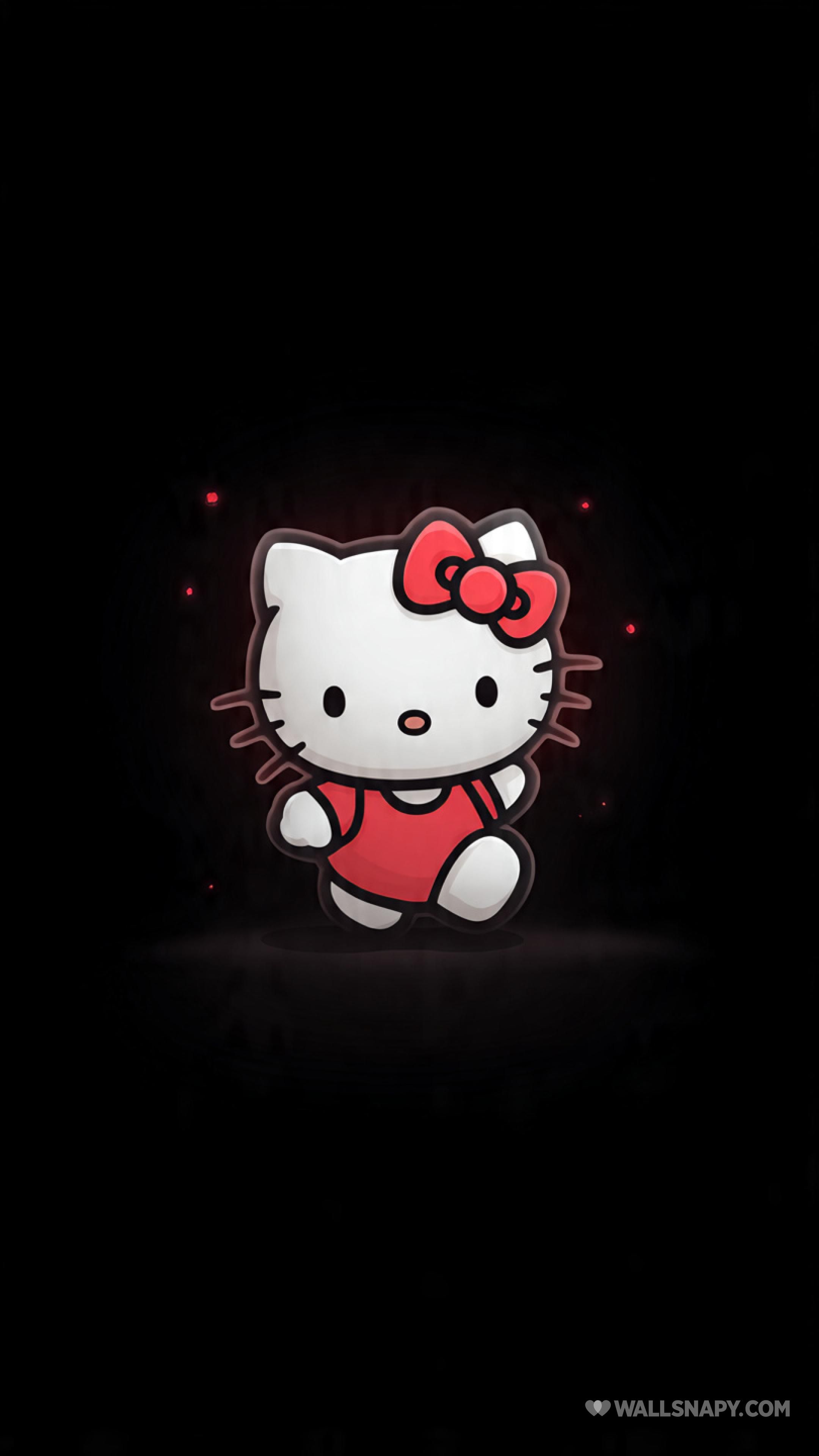 2160x3840 Kawaii hello kitty dark aesthetic glow mobile phone background 4k