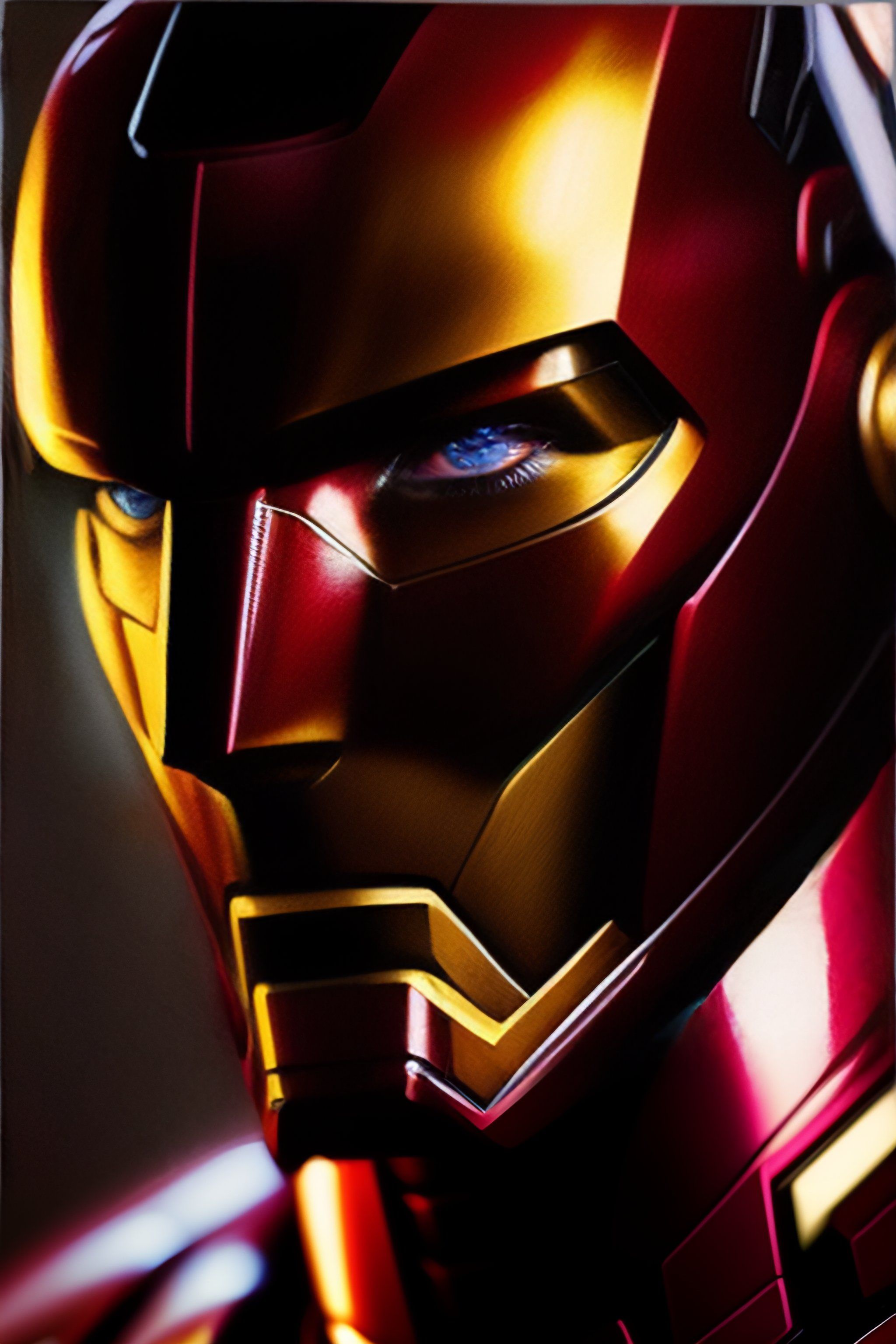 2048x3072 Lexica Close Up Portrait Of Ironman, Right Half Of Face Is Ironman, Left Half Of Face Is Tony Stark, Warhammer 40k, Background Is An Intricate Re