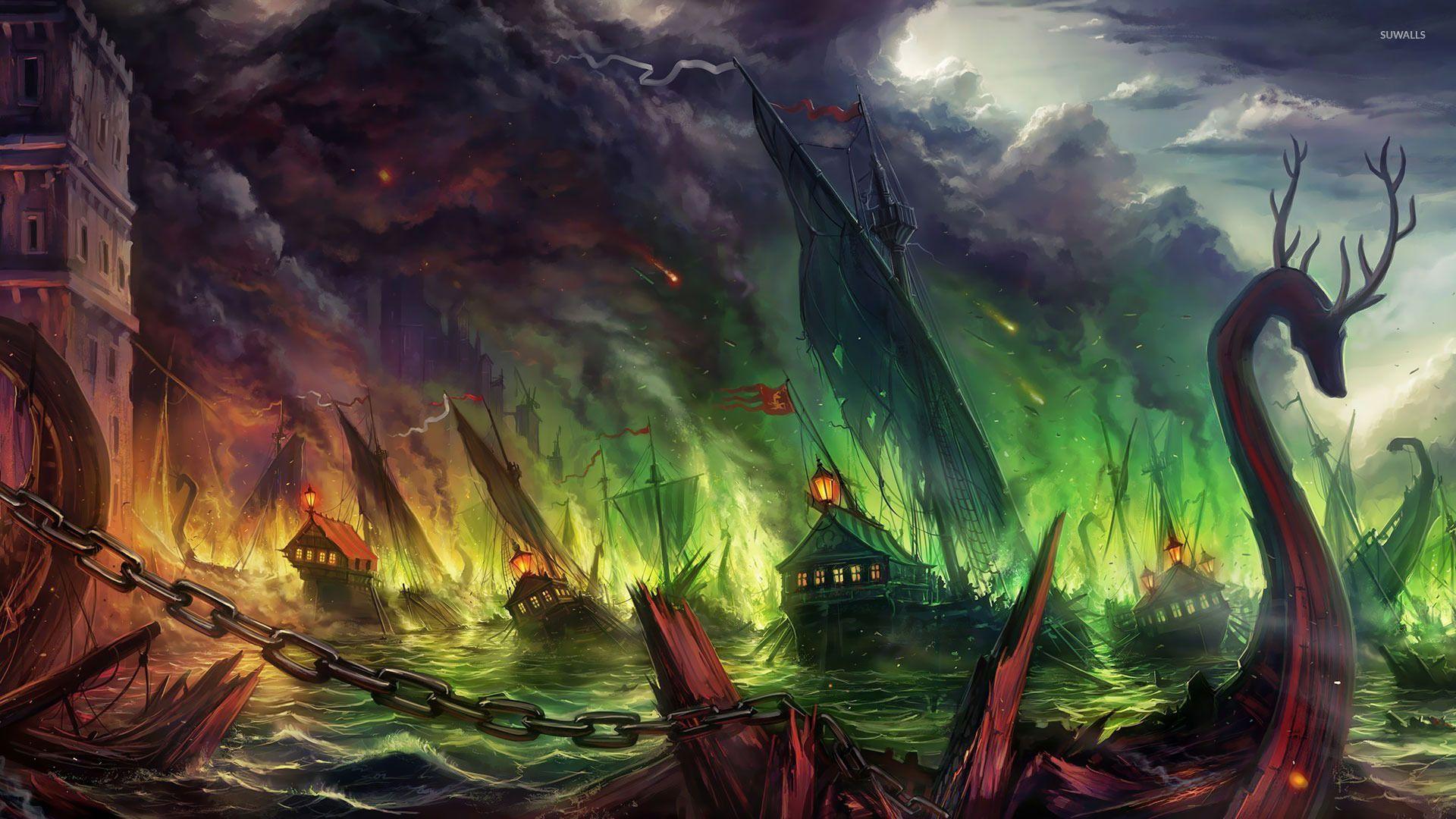 1920x1080 Ships in the storm wallpaper wallpaper