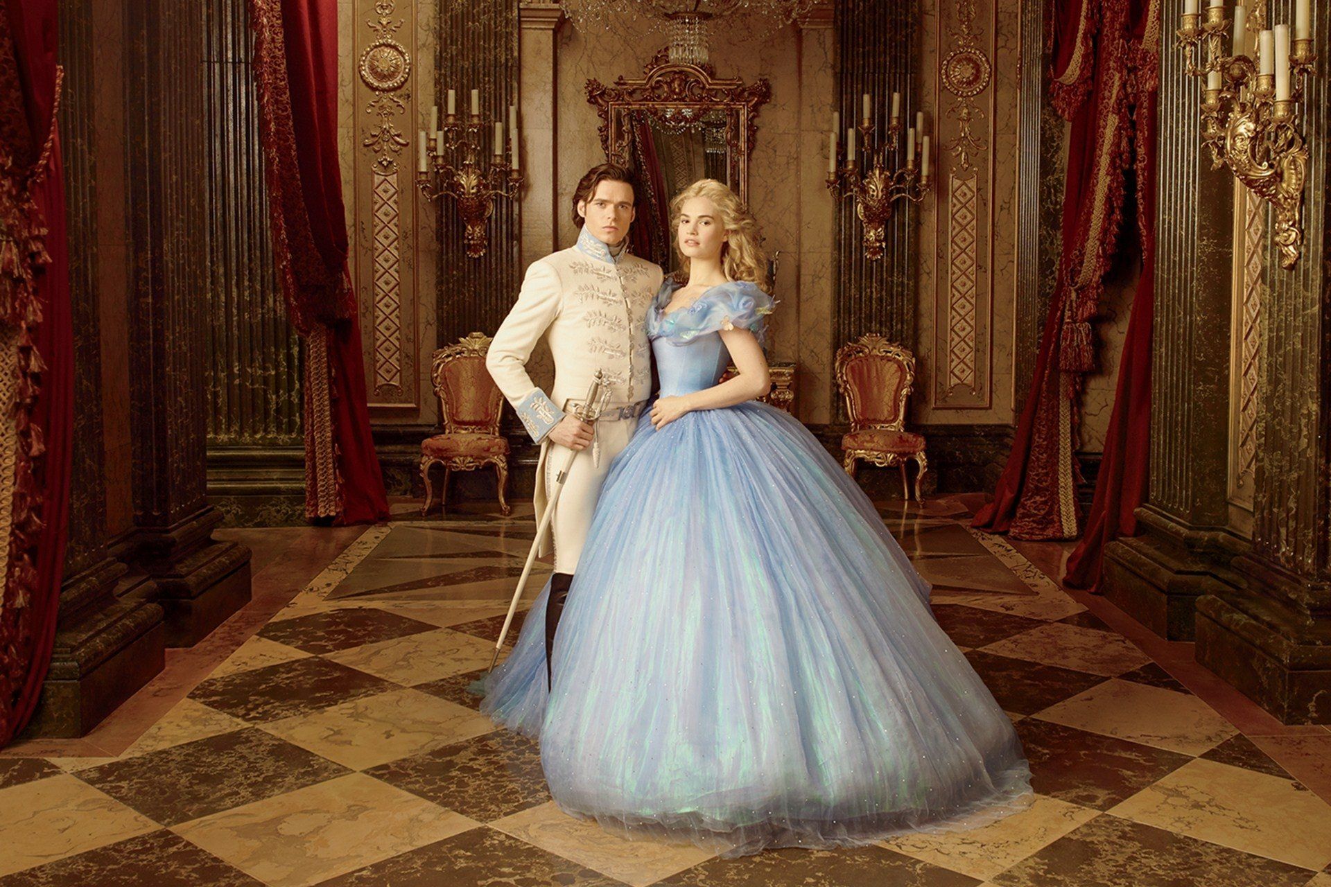 1920x1280 Cinderella 2015 HD Wallpaper Featuring Richard Madden & Lily James in Royal Elegancex1280