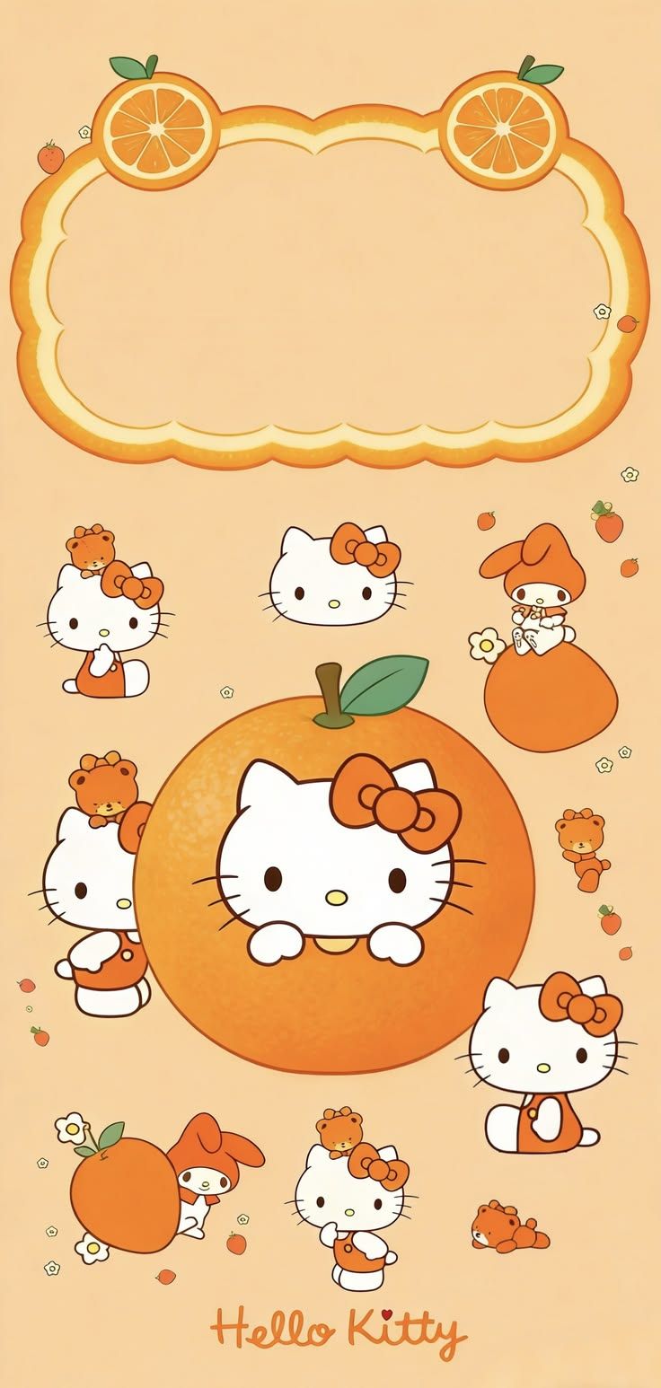 736x1546 iPhone wallpaper aesthetic hello kitty. Kitty orange, Orange sanrio wallpaper, Cute orange wallpaper