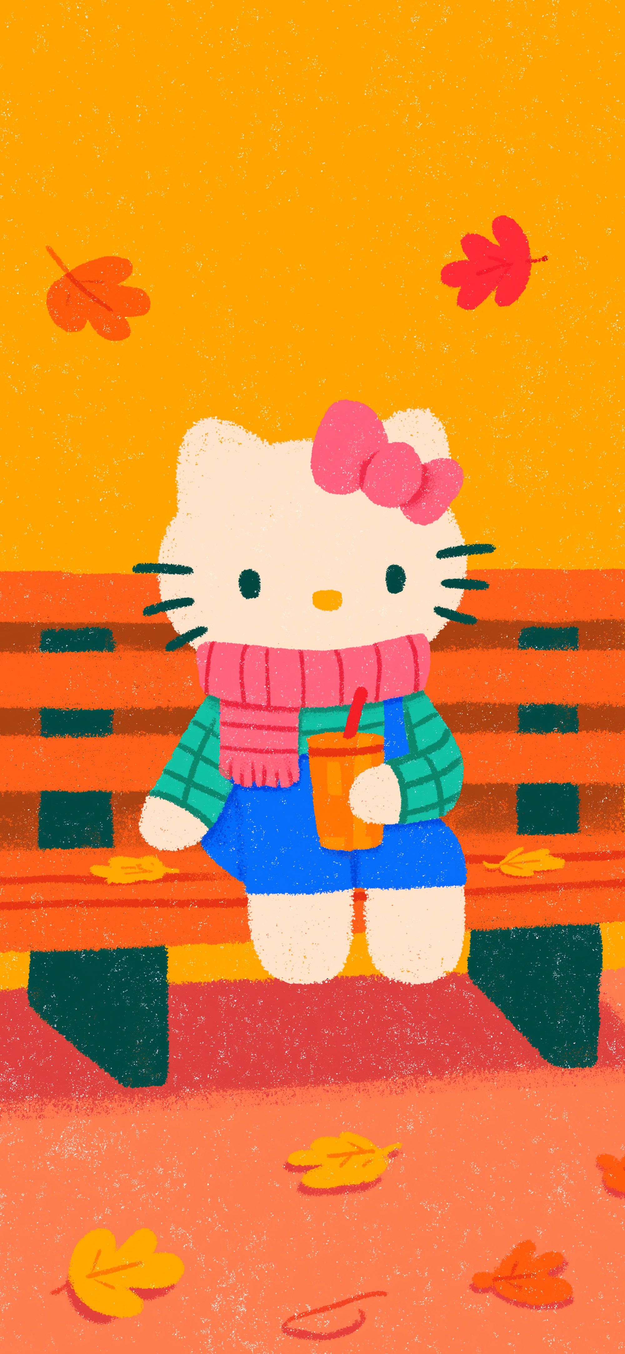 2000x4329 Hello Kitty Fall Aesthetic Hello Kitty Autumn Aesthetic Wallpaper Sanrio Phone Wallpaper