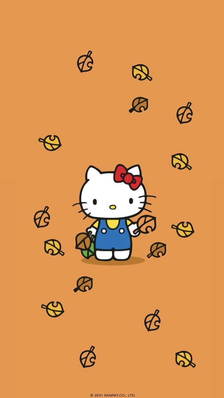 736x1309 Download Hello Kitty Autumn Leaves Background Wallpaper