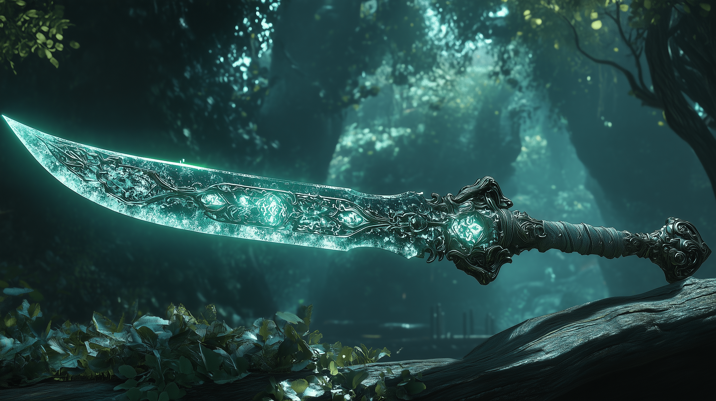 2912x1632 Enchanted Sword: A Stunning Fantasy HD Wallpaper