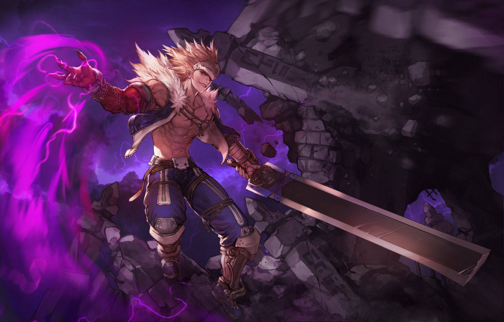 1920x1226 Blonde Magic Warrior Wielding Enchanted Sword
