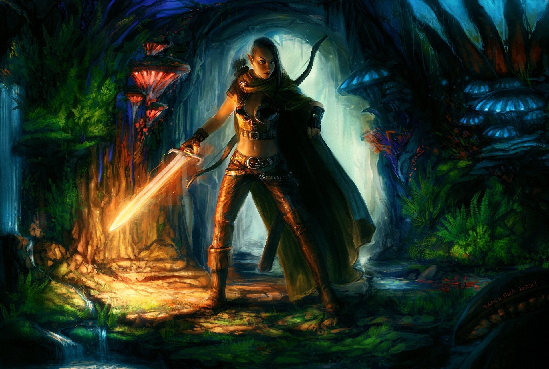 1920x1290 Enchanted Elf Warrior: Magic Sword Fantasy HD Wallpaper