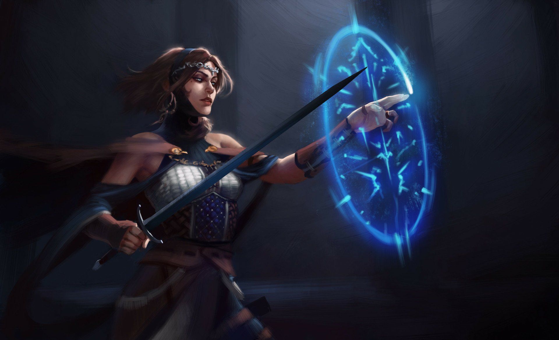 1920x1171 Enchanted Warrior: A Fantasy HD Wallpaper of Magic and Valor by Manuel Castañónx1171