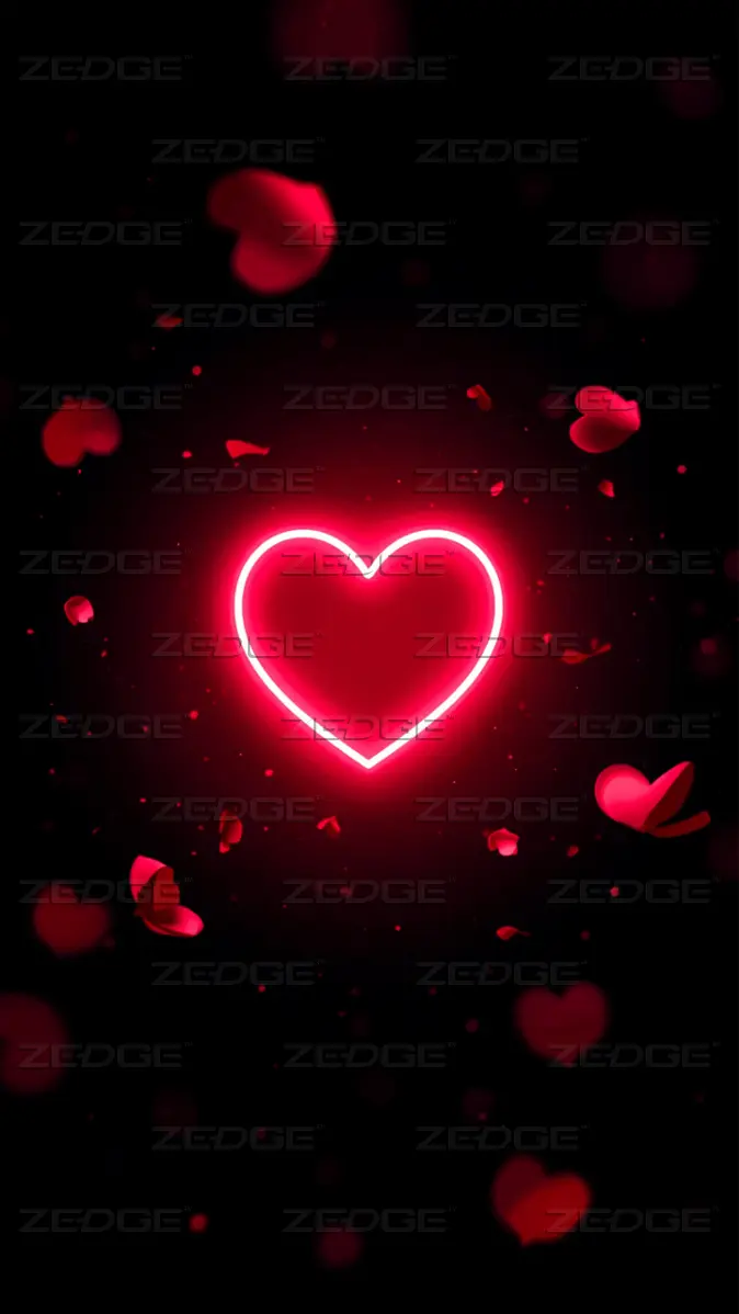 674x1198 Glowing Neon Heart: Romantic Dark Aesthetic wallpaper