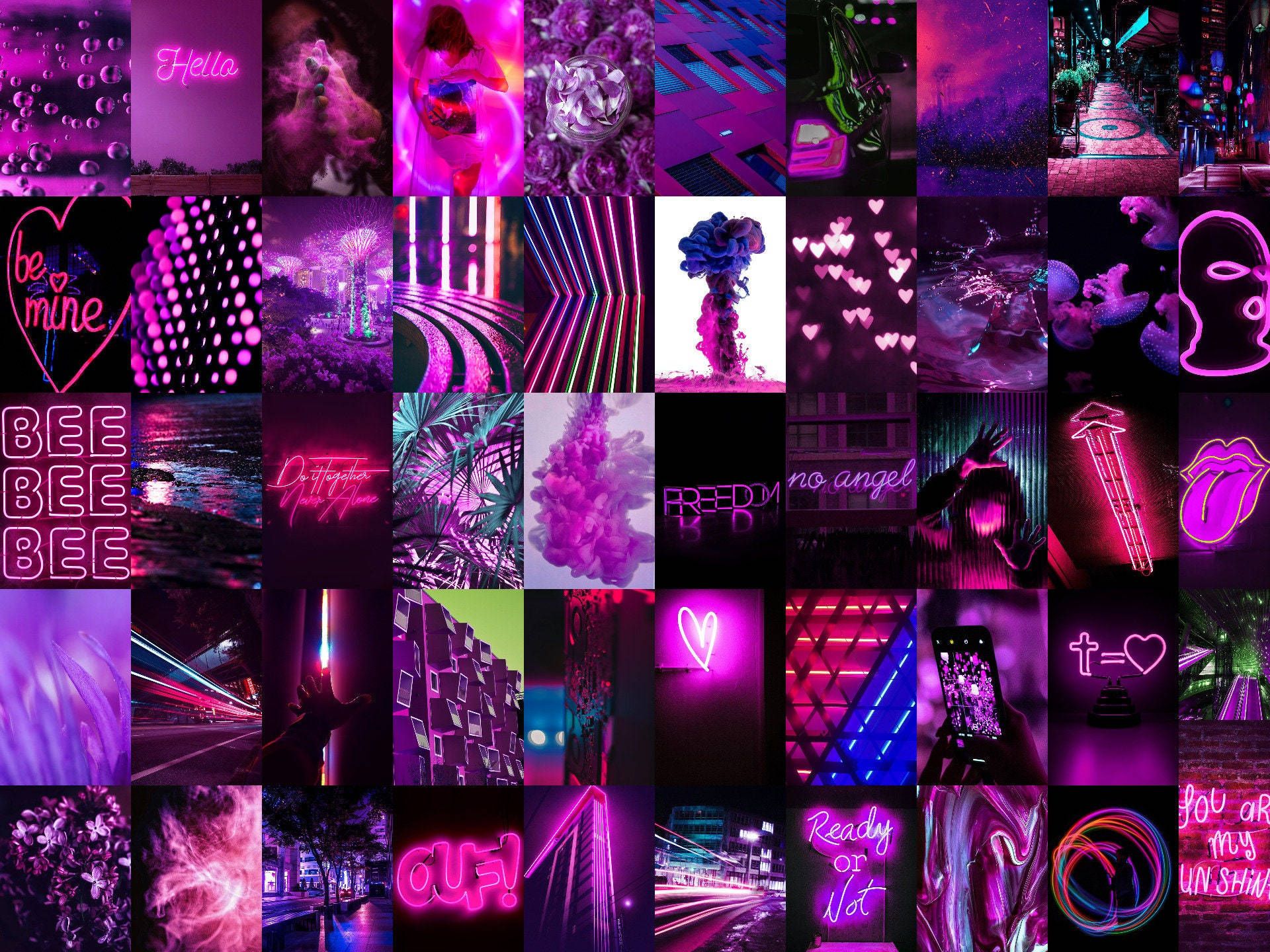 1920x1440 Download Black, Neon Pink, And Purple Signs Wallpaper