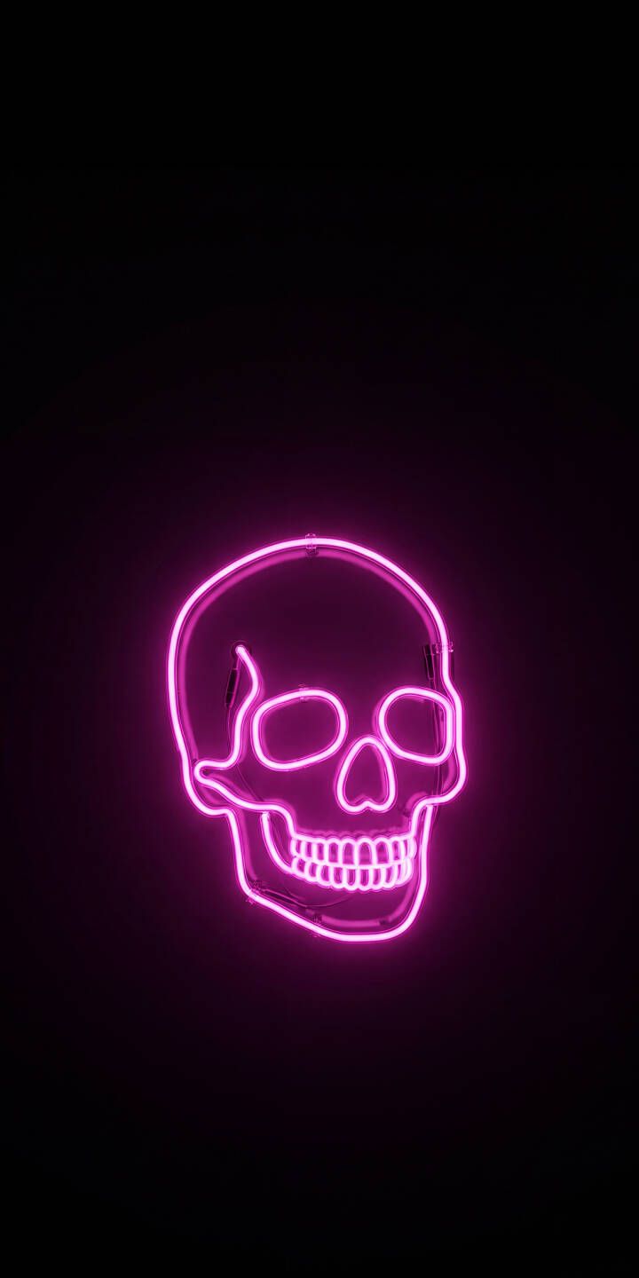 720x1440 Pink Neon Skull Wallpaper
