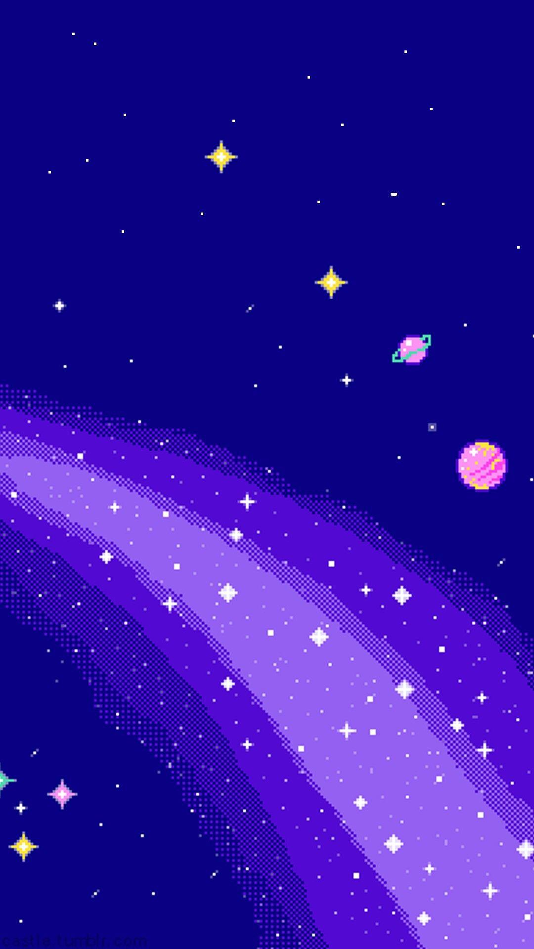 1080x1920 Kawaii Pixel Sky Wallpaper