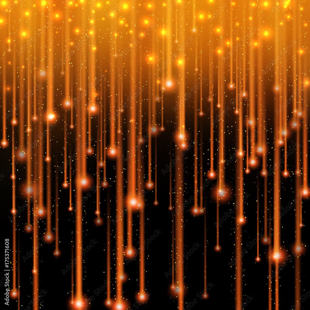 1000x1000 Gold glitter light shine effect. Falling stars background. Stock Vector