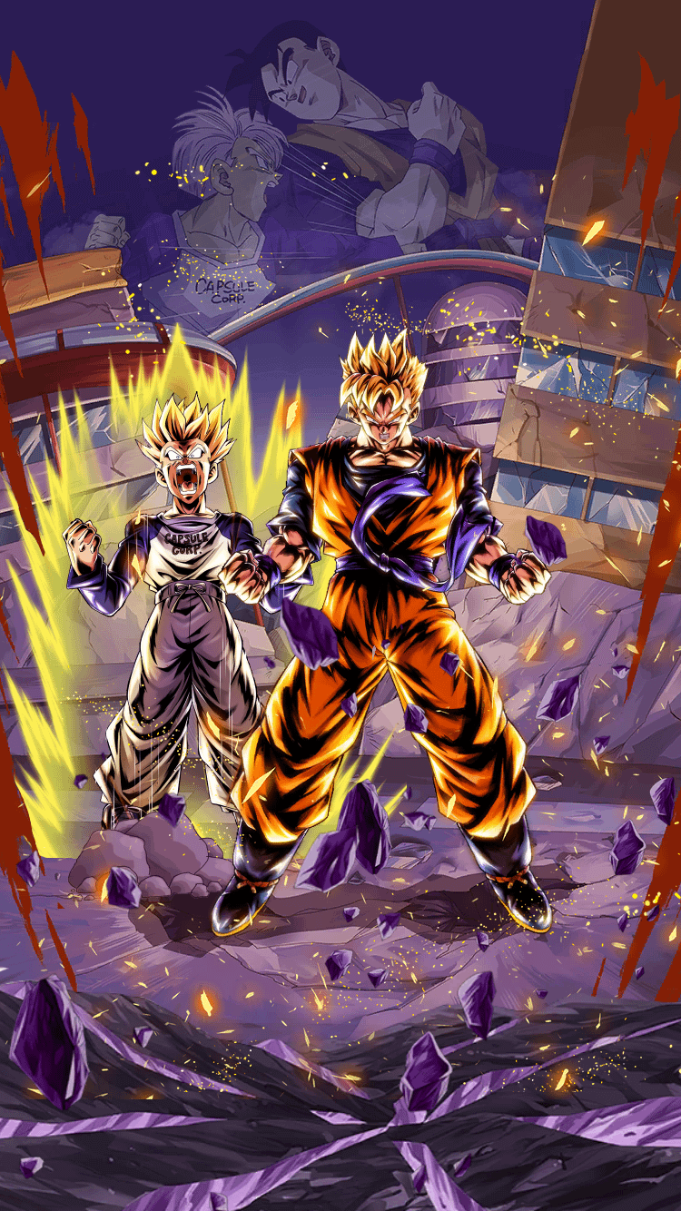 750x1334 Super Saiyan at last! A little iPhone 7 wallpaper I made featuring Android Saga Gohan and Trunks