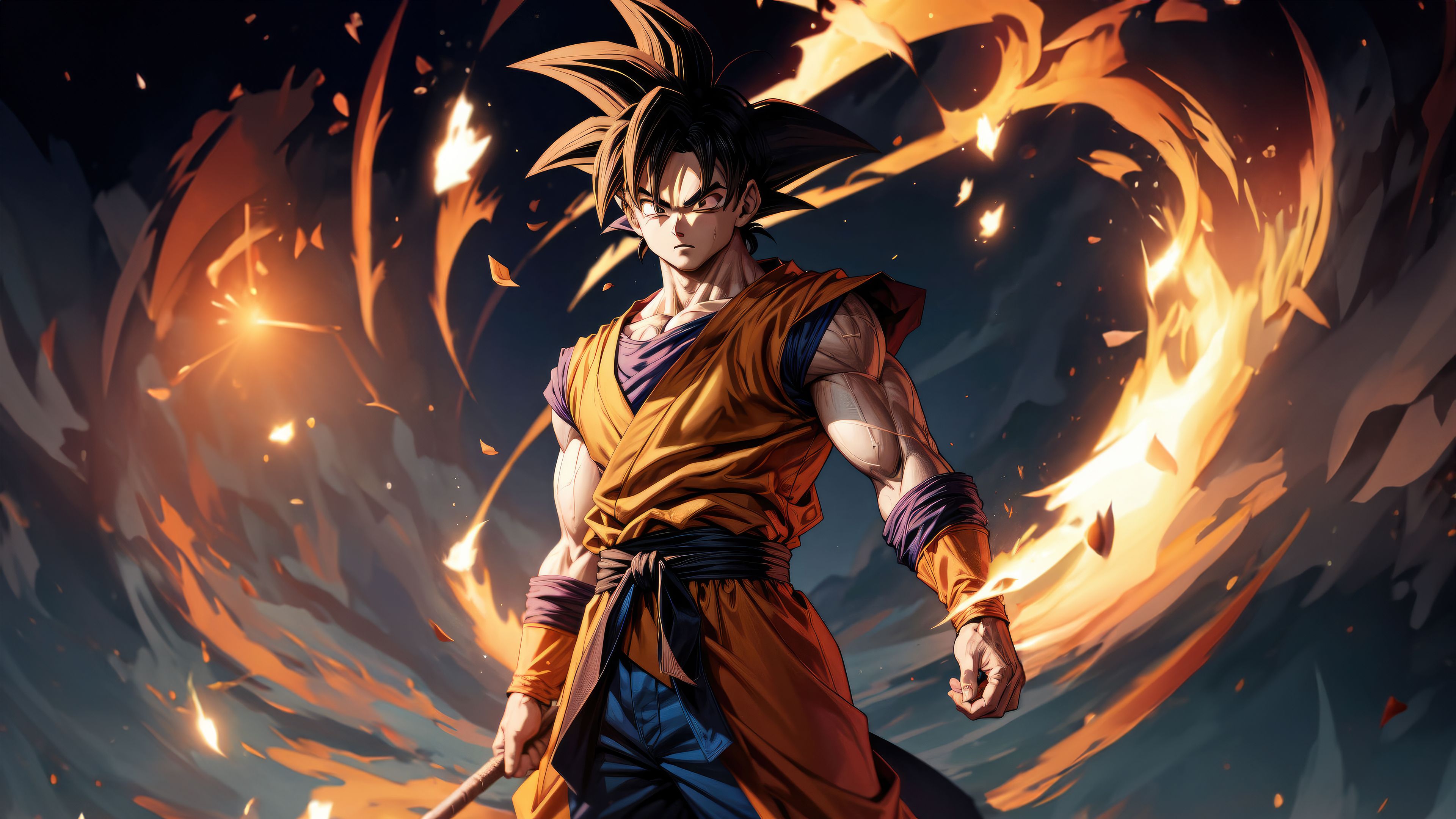 3840x2160 Super Saiyan Goku Wallpaper 4K, Dragon Ball Z, AI art