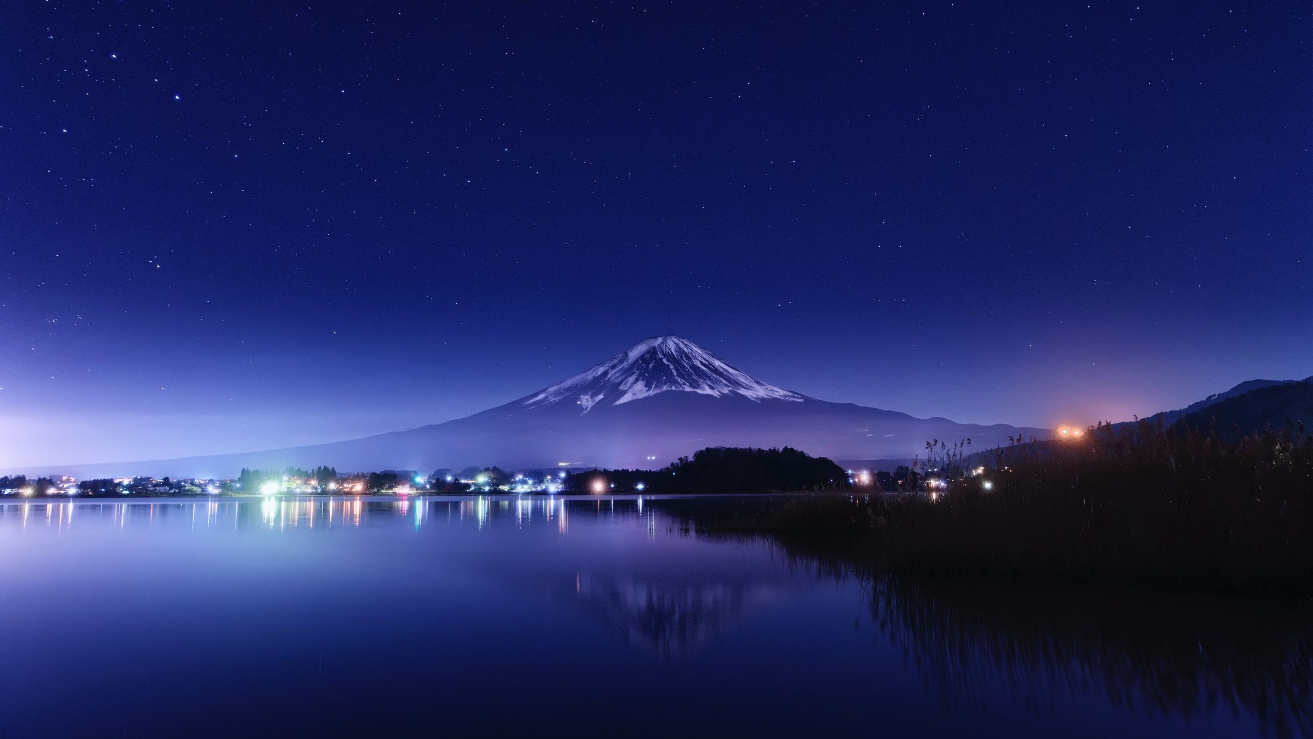 2560x1440 Lake Kawaguchi At Night 1440P Resolution , HD 4k Wallpaper, Image, Background, Photos and Picture