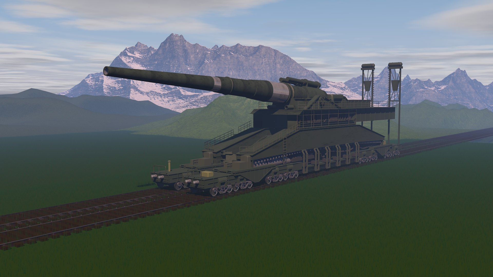 1920x1080 Schwerer Gustav Gun 3D Model