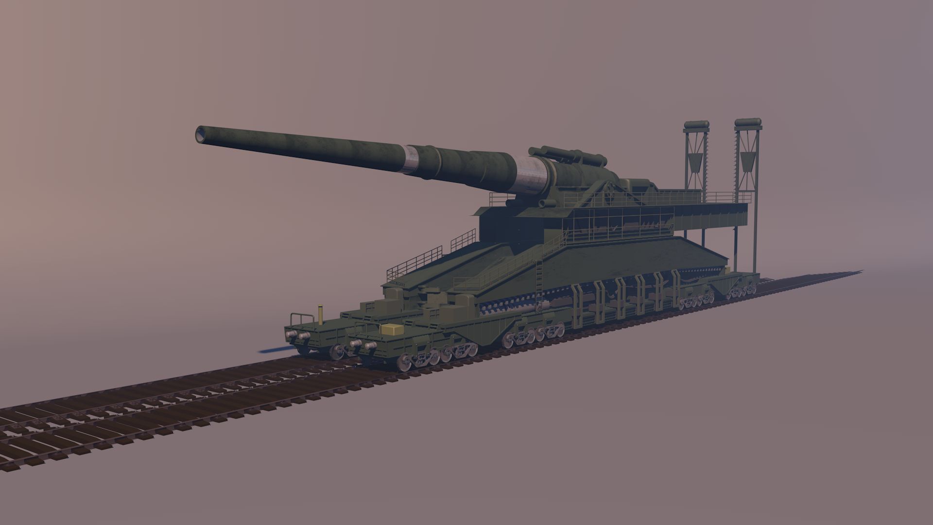1920x1080 Schwerer Gustav 800mm Railroad Gun 3D Model $10 - .obj .3Ds .fbx