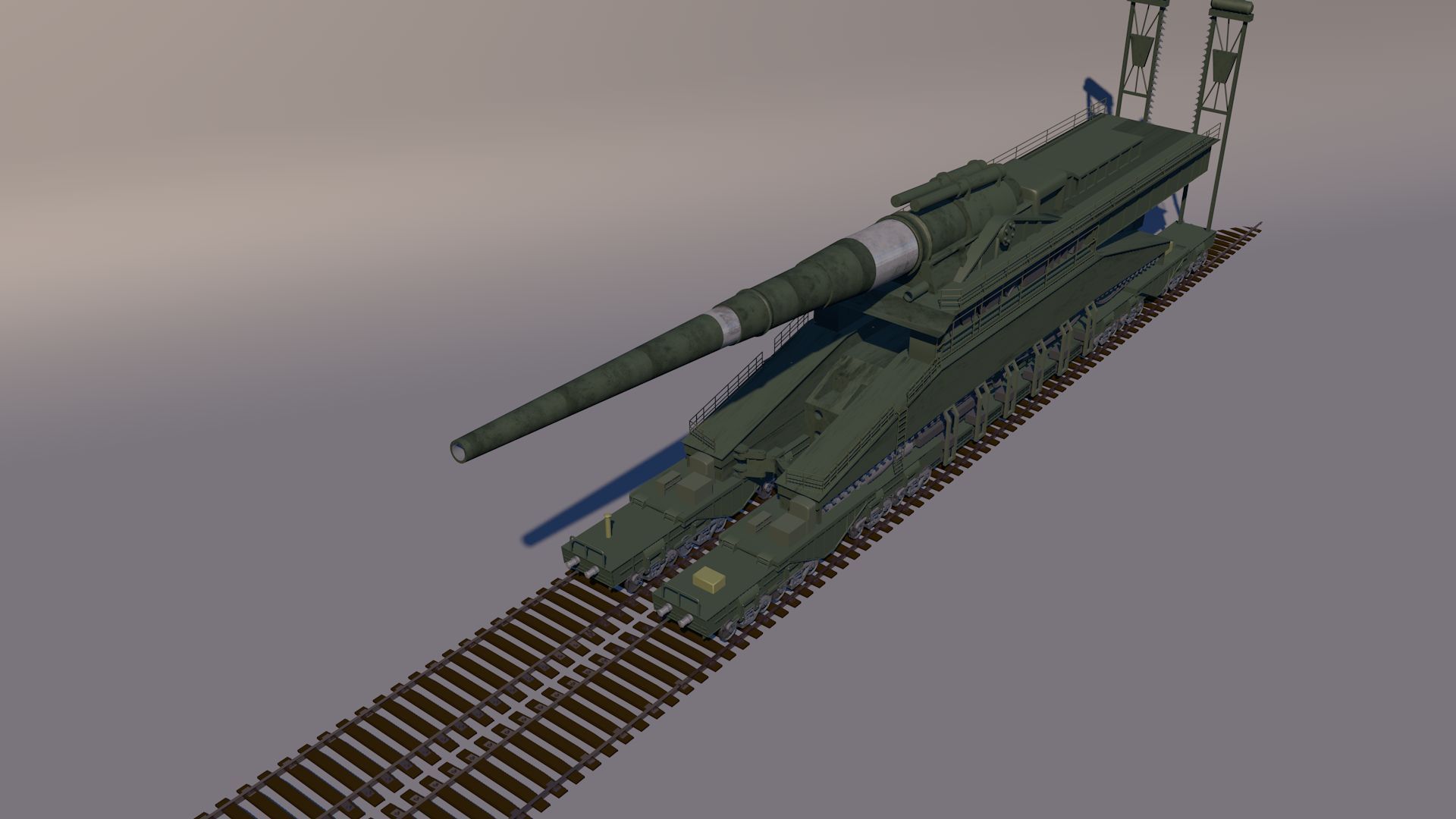 1920x1080 Schwerer Gustav 800mm Railroad Gun 3D Model $10 - .obj .3Ds .fbx