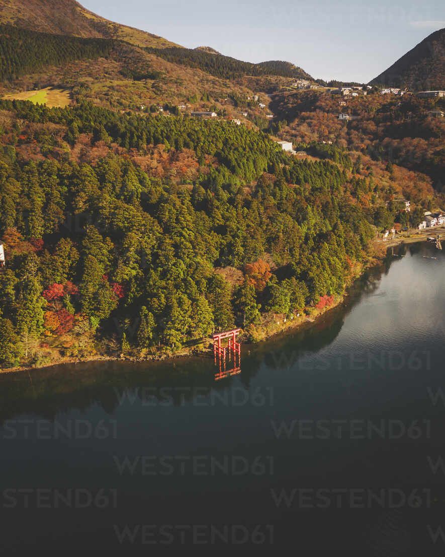 885x1106 Aerial view of the Peace Torii at sunrise on Lake Ashi, Hakone, Kanagawa, Japan