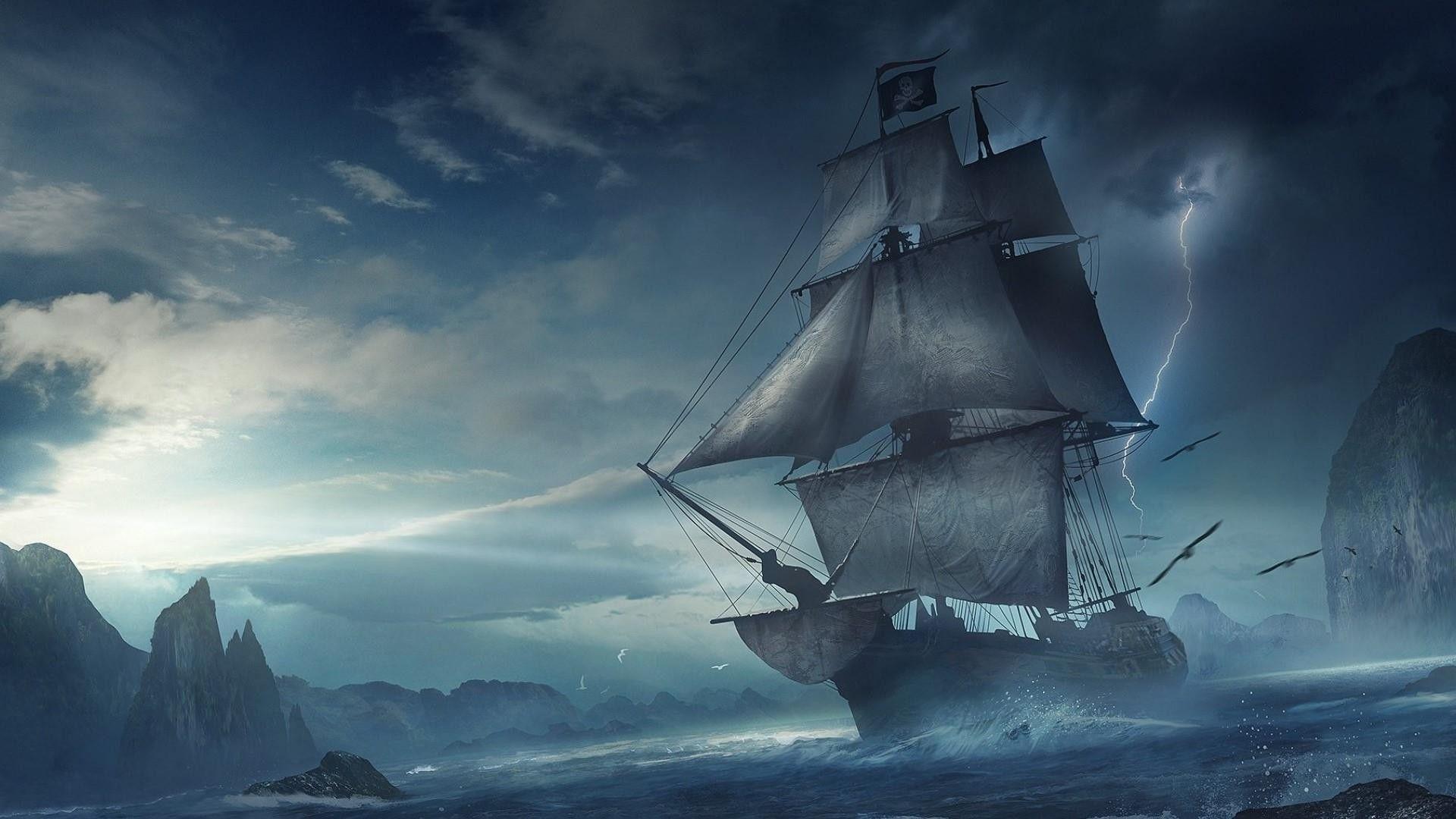 1920x1080 Fantasy Pirate Ship Desktop Wallpaper