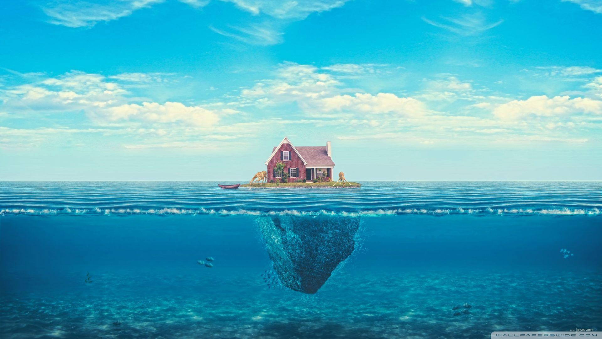 1920x1080 House in the ocean [Wallpaper]