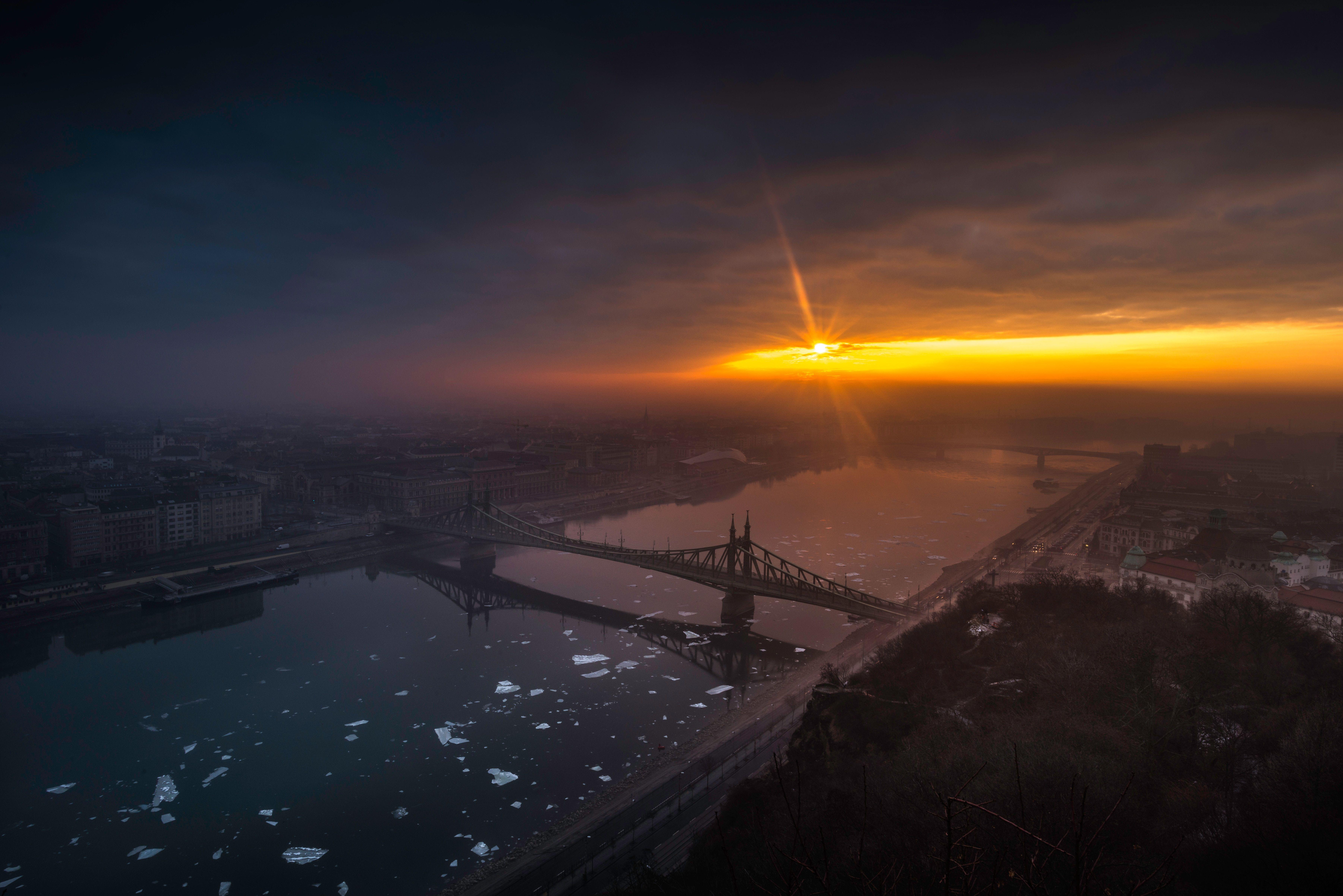 7205x4809 Amazing City Bridge Sunrise 8k, HD Nature, 4k Wallpaper, Image, Background, Photo and Picture