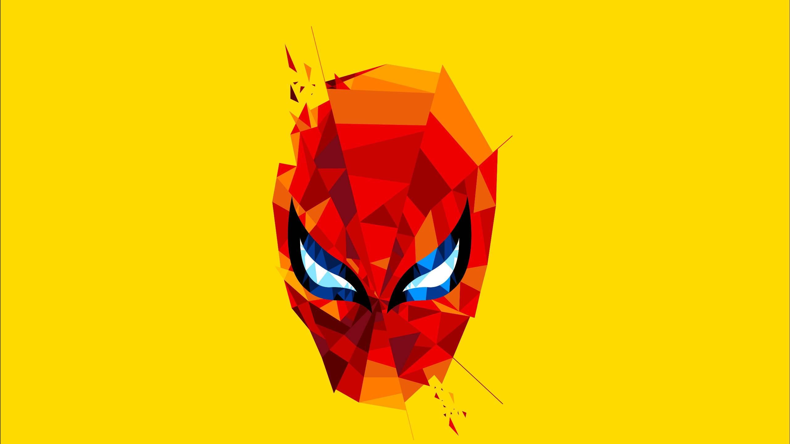 2560x1440 Polygon Spiderman In Yellow Background