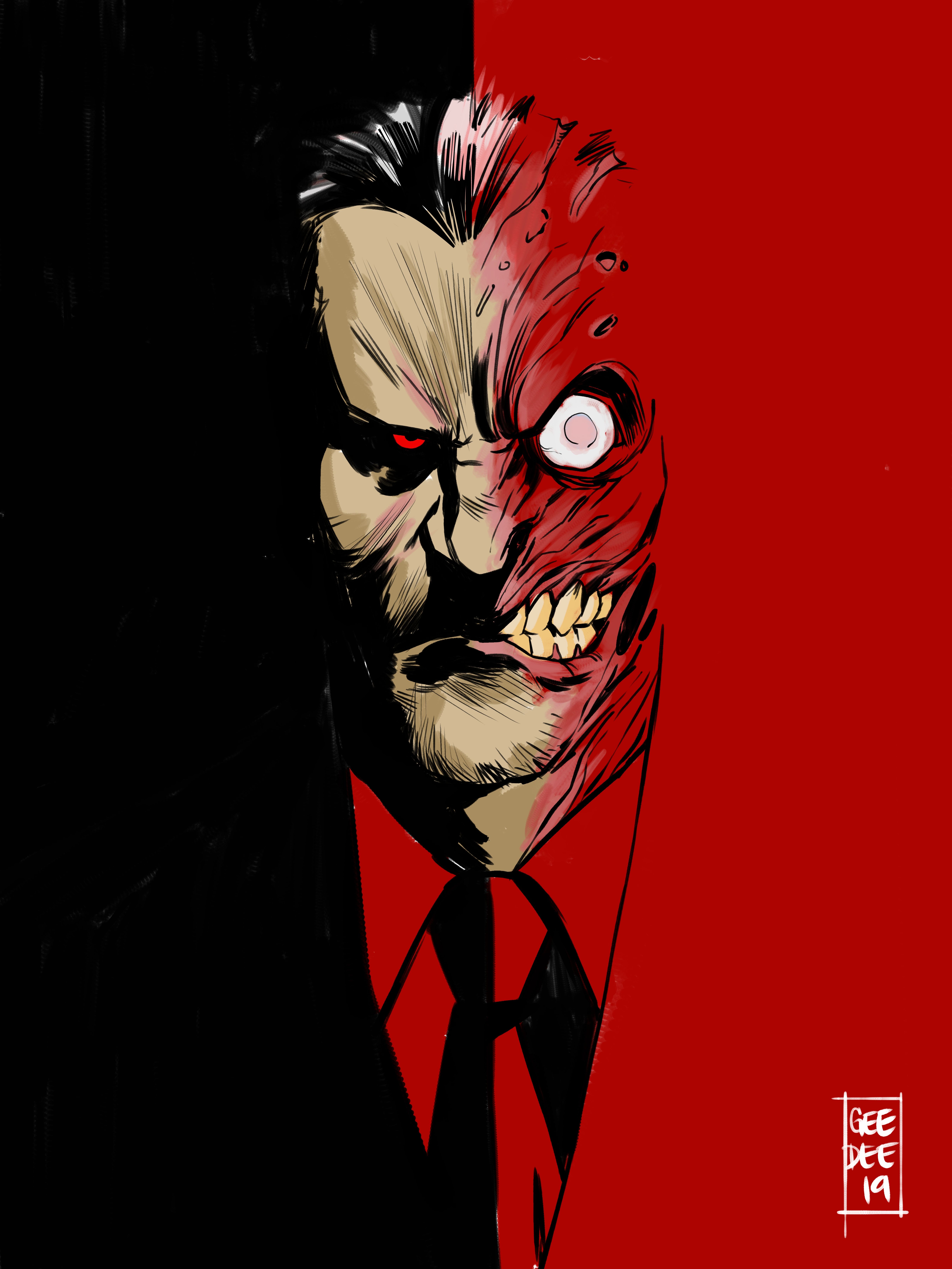 5400x7200 I drew Two Face [Fan Art: OC]