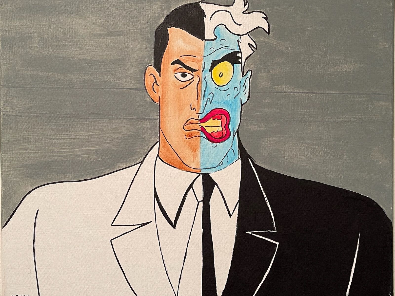 1600x1200 Seasoned Art Two Face The Animated Series DC Comics Hand Painted Fan Art Batman