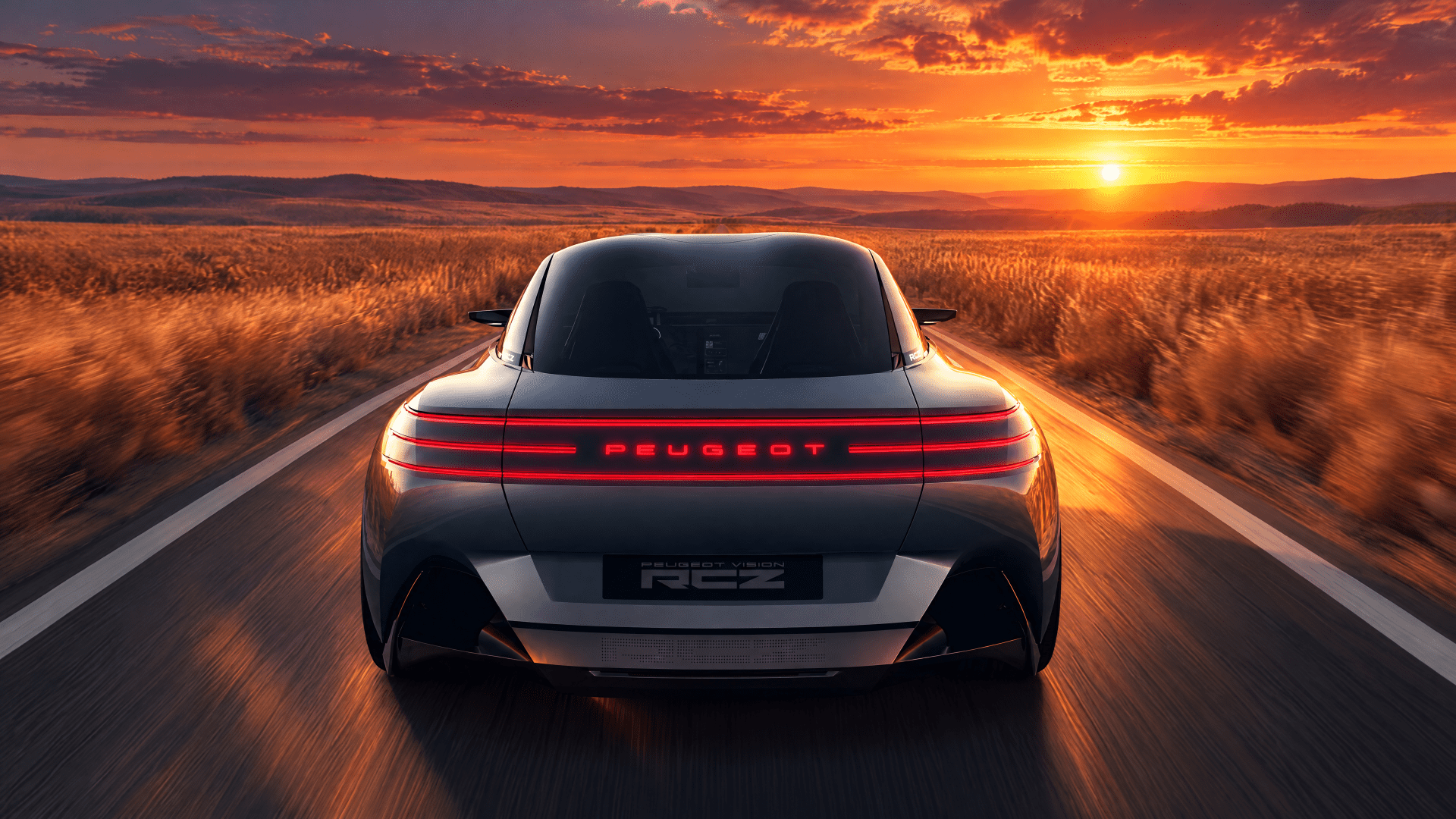 1920x1080 Peugeot RCZ Vision: Sunset Drive in 4K UHDx2160