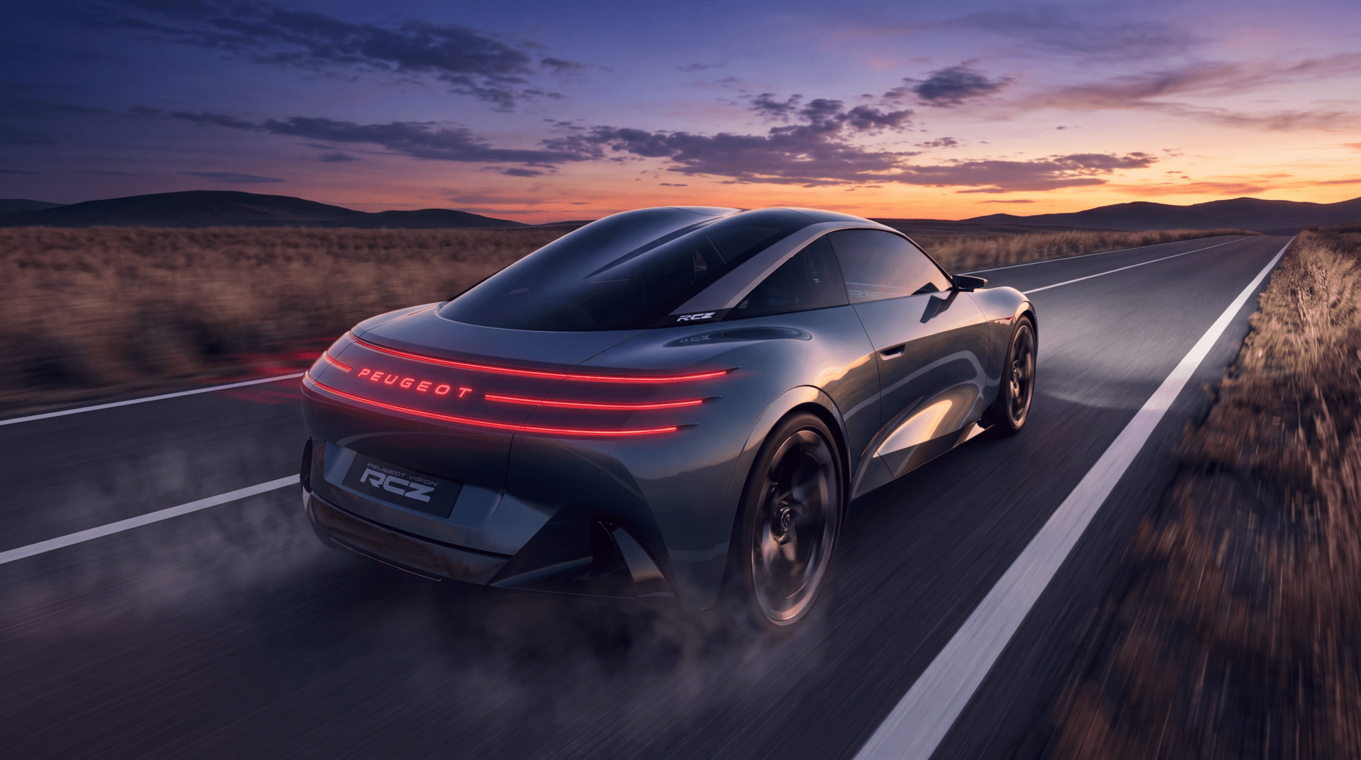 1920x1072 Peugeot RCZ Vision: 5K Sunset Drivex3072