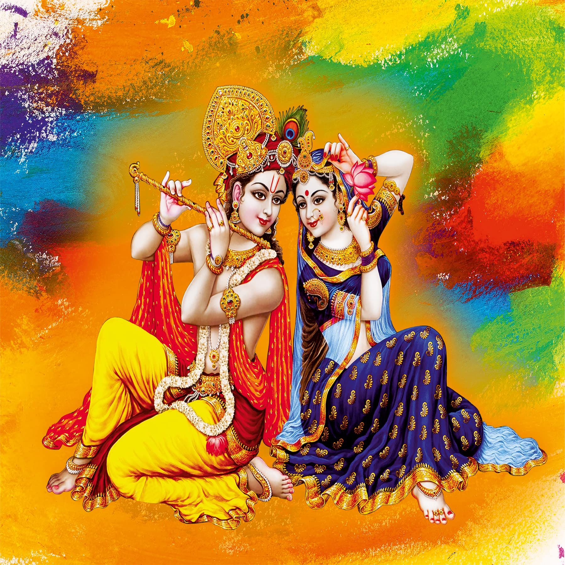 1800x1800 Wallpaper Production Radha Krishna Wallpaper Sticker for Home Décor, Living Room, Bedroom, Hall, Kids Room, Play RoomSelf Adhesive Vinyl, Water