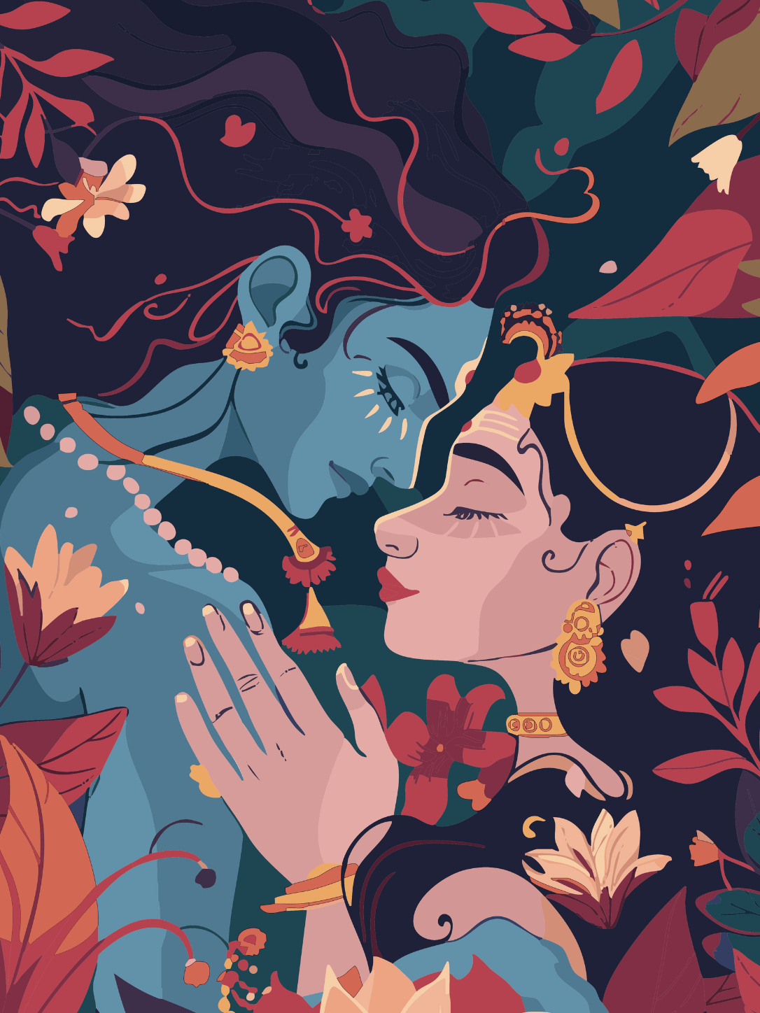 1086x1448 Radha Krishna Portrait. A Moment Beyond Time