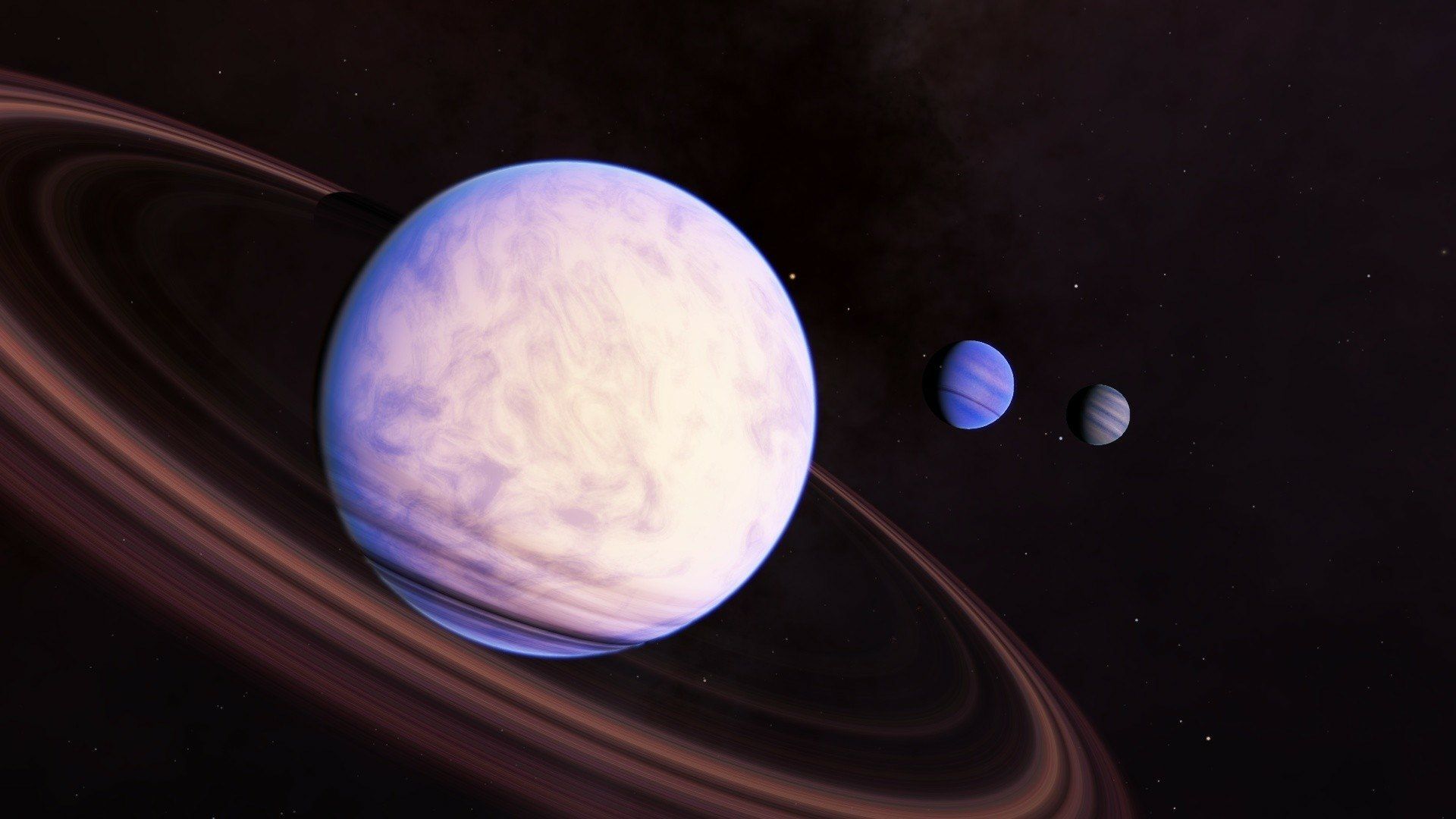 1920x1080 Celestial Giants: Gas Giant and Moons from Space Engine HD Wallpaperx1080