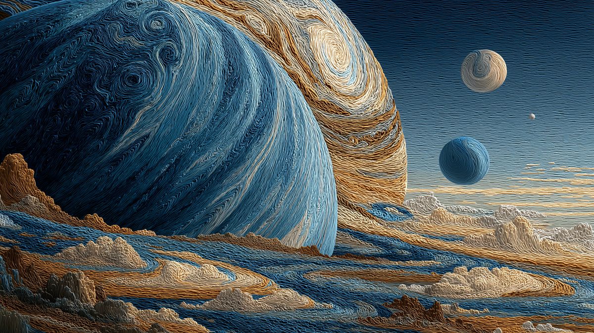1200x673 Gas Giant Fiber Art Mural Wallpaper