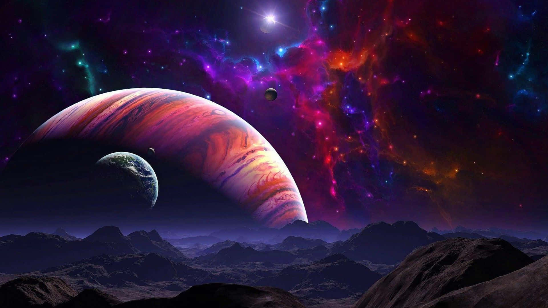 1920x1080 Download A stunning view of a blue gas giant planet in deep space Wallpaper