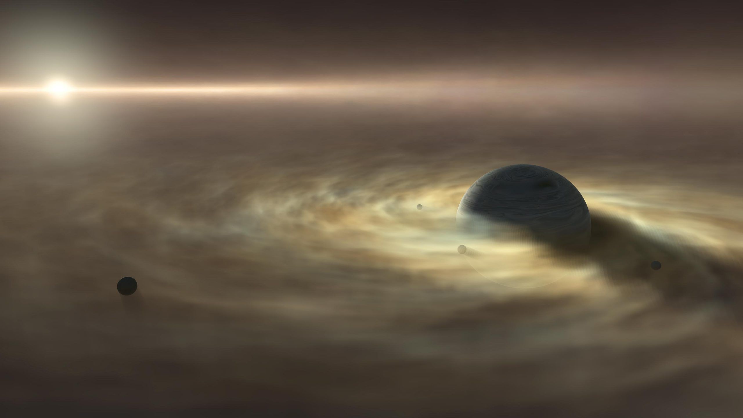 2560x1440 During Planet Formation “Safety Zone” Saves Giant Moons From Fatal Plunge