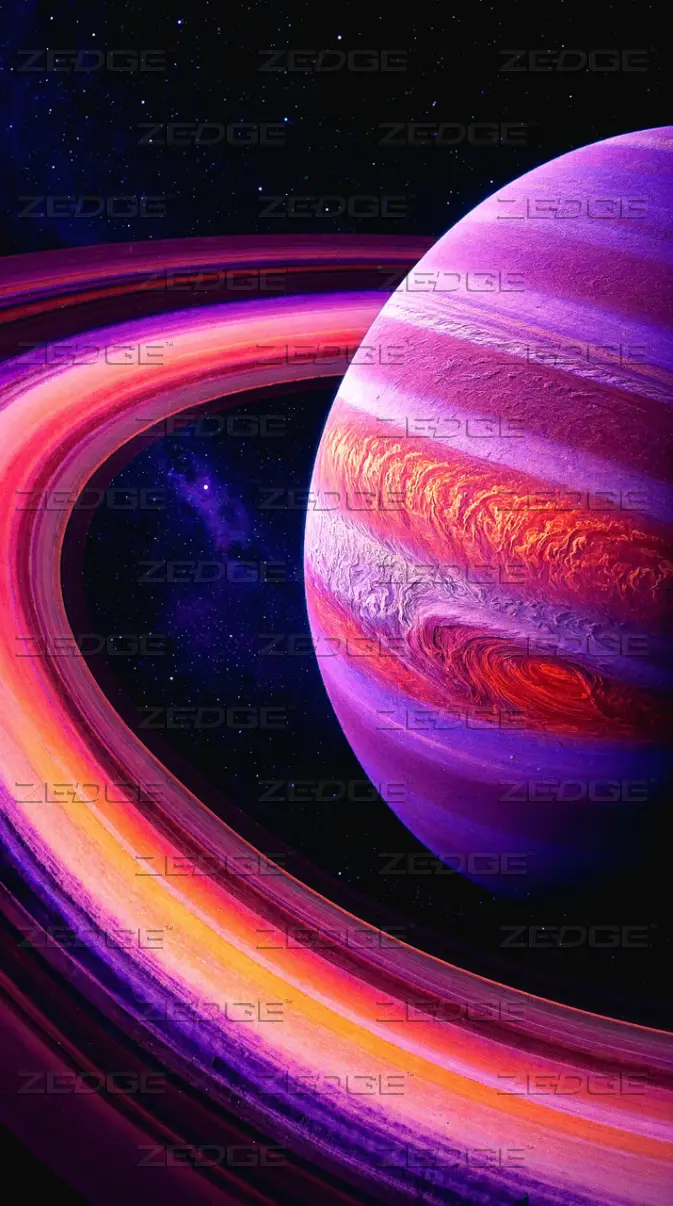 673x1206 Neon Ringed Gas Giant AMOLED Space Wallpaper 4K Purple Planet Cosmic wallpaper by MD ERFAN MUJAHID