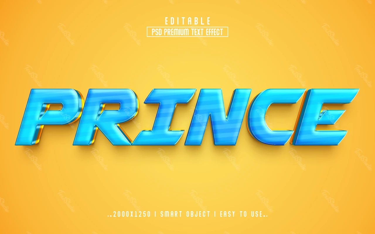 1280x800 Prince 3D Text Effect. Photohop PREMIUM PSD File