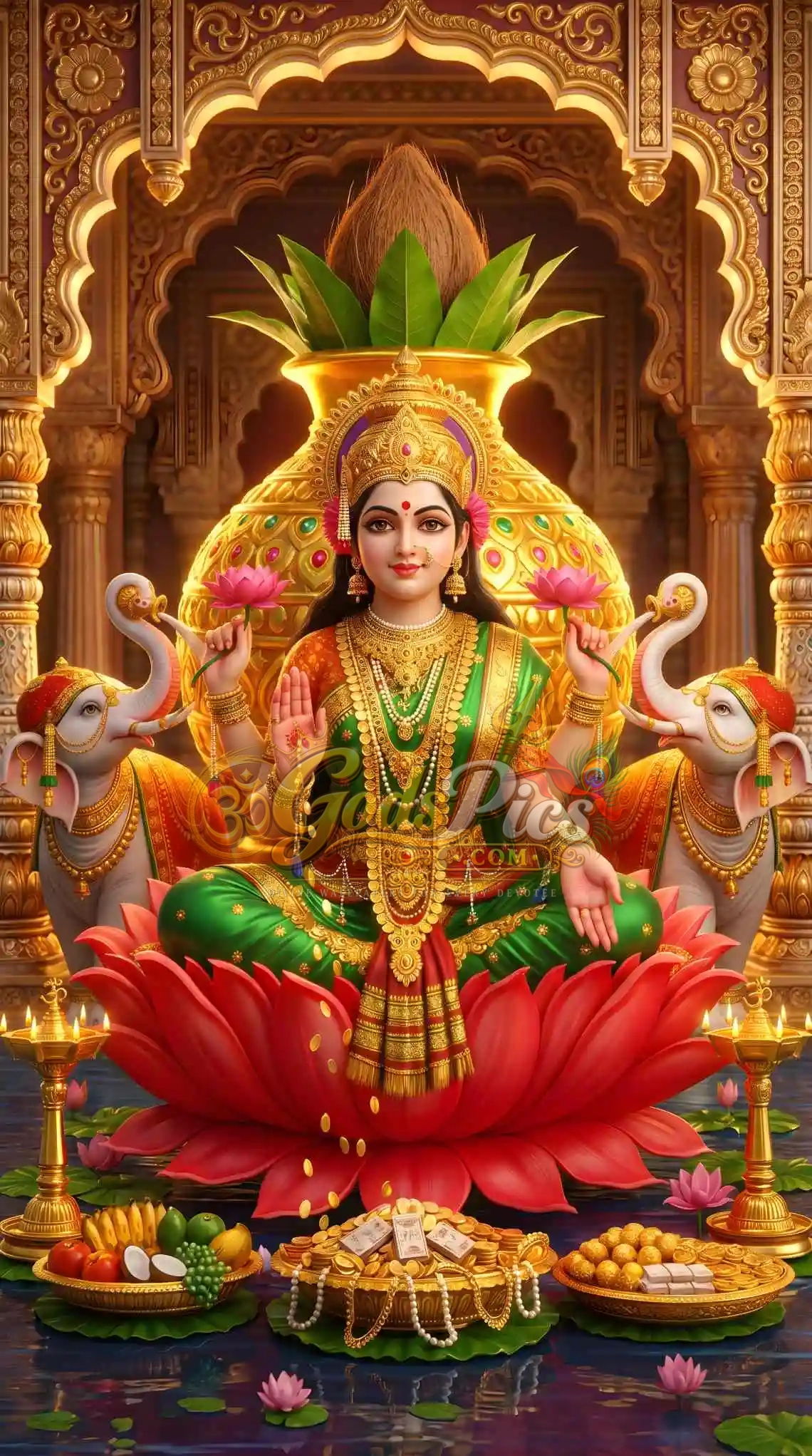 1140x2043 Beautiful Divine Laxmi Ji HD Wallpaper