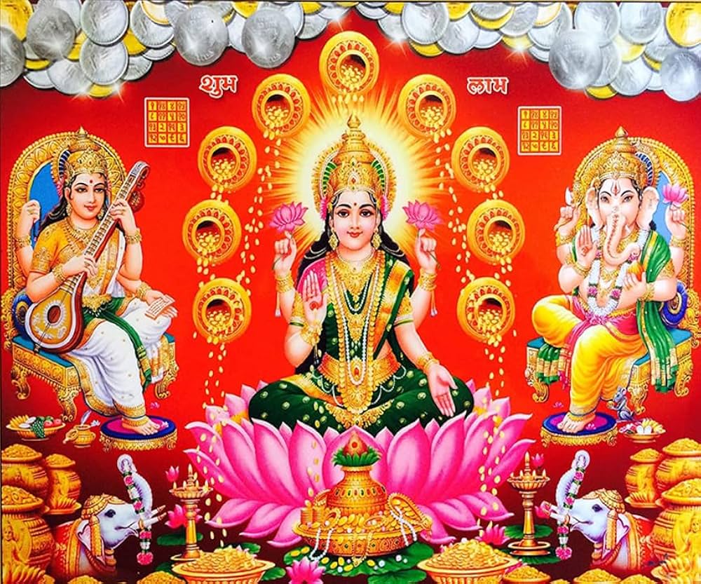 1000x833 Shri Lakshmi Ji With Ganesh Ji And Sarswati MATA HD Wallpaper For Wall Home Living Room Study Room Dining Room Office Space Temple House Special Eco