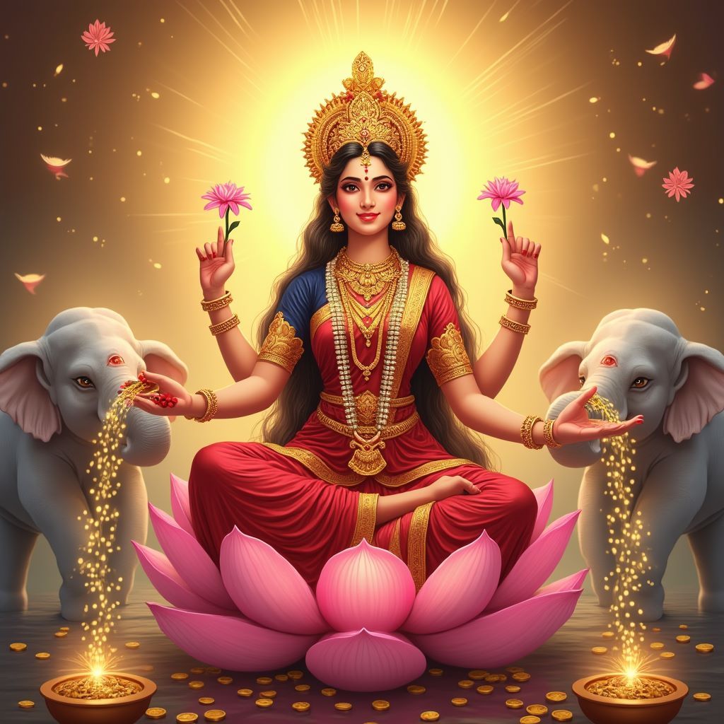 1024x1024 Divine Lakshmi Mata Image HD: Download Free Laxmi Devi Wallpaper, Puja Pics & Maa Lakshmi Blessings