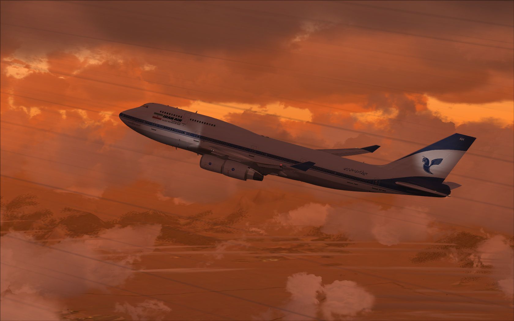 1680x1050 Iran Air Boeing 747 400 (Old Colors)