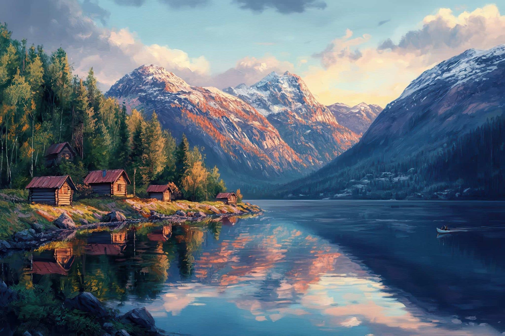 1946x1297 Panoramic Norwegian Fjord Wallpaper, Mountain Lake Mural YD 05097