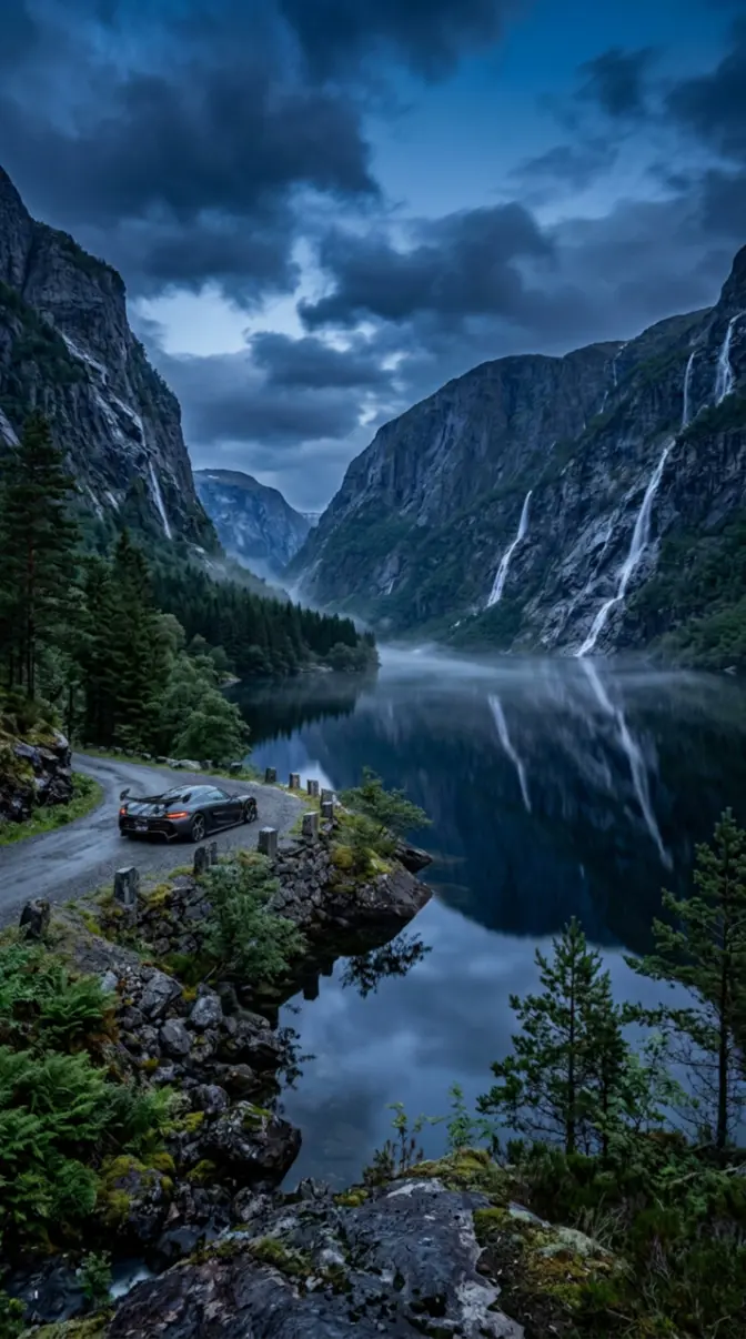 672x1206 Koenigsegg Norwegian Fjord Overlook wallpaper
